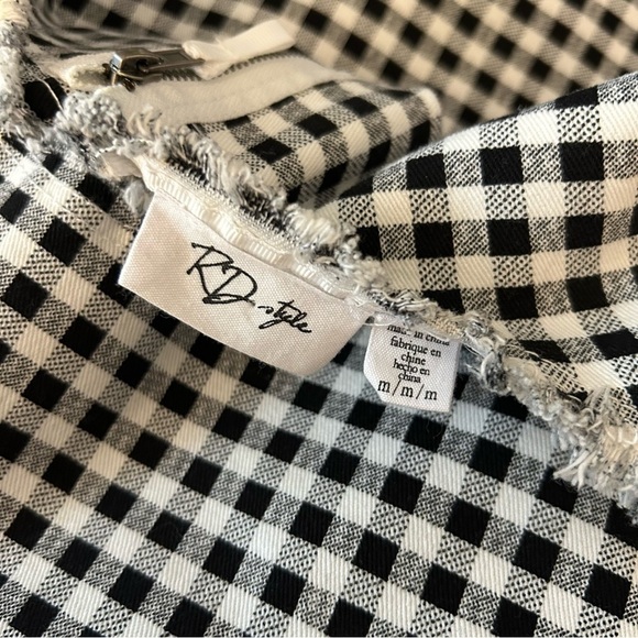 RD Style Black and White Gingham Midi Dress M - Picture 5 of 13